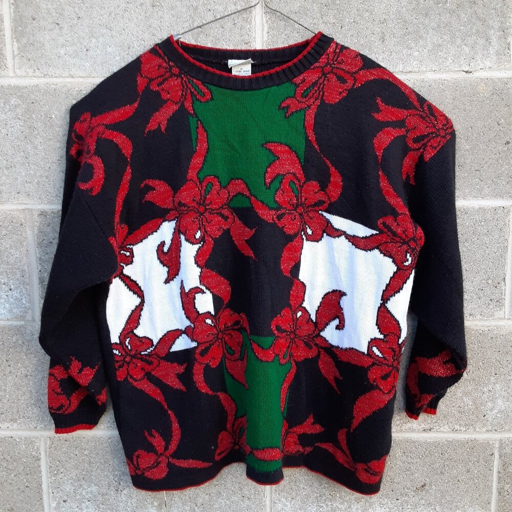 CabinCreek Christmas Sweater Womens 3XL Black Red 100% Acrylic 2684-514